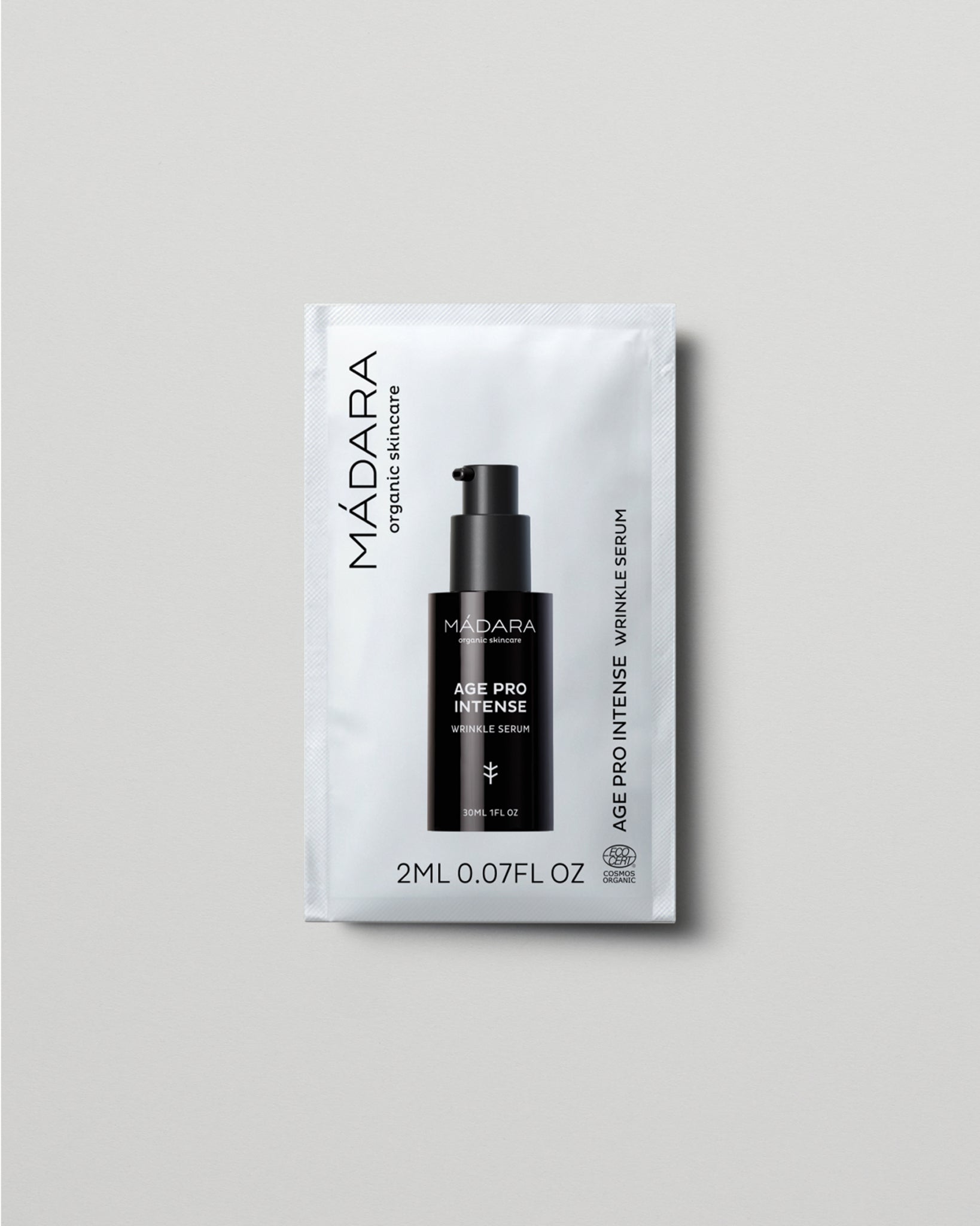 MÁDARA Organic Skincare intense wrinkle serum 2ml sample SC3340 2 serum product photo on plain background.