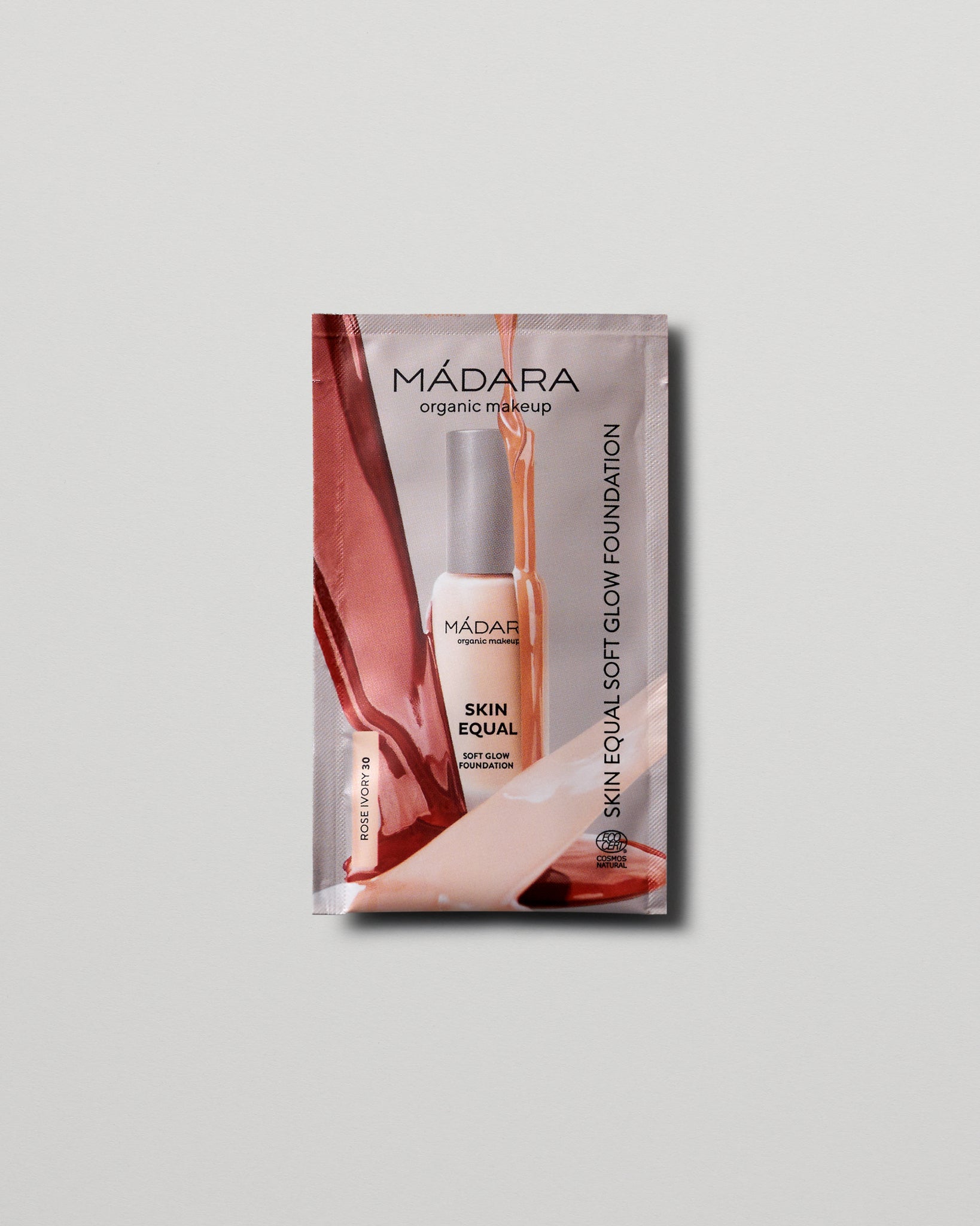 MÁDARA Organic Skincare soft glow foundation spf15 rose ivory 2ml SC6055 2 foundation product photo on plain background.